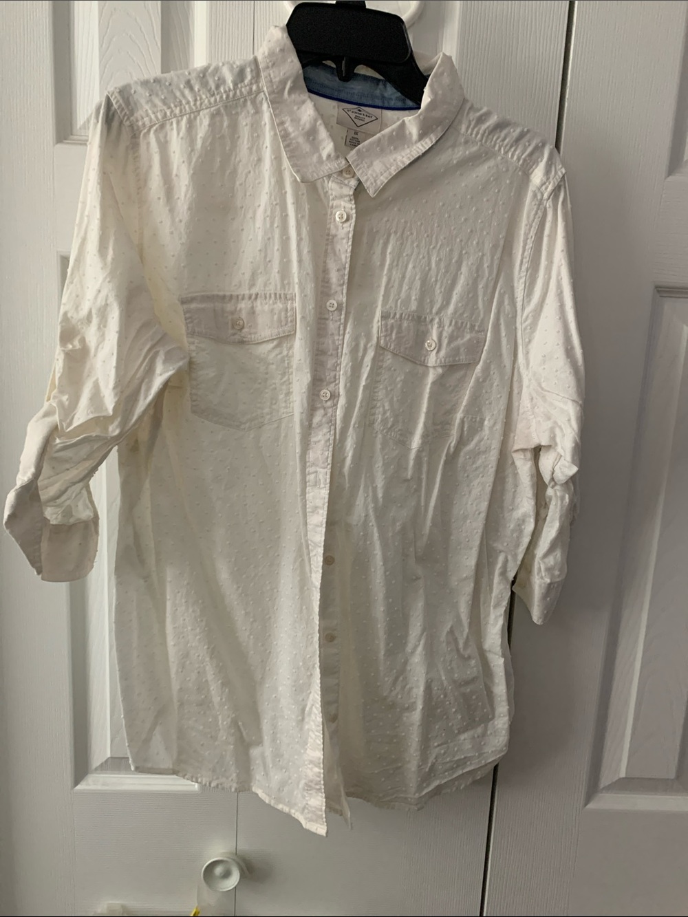 White Textured Button-Up Shirt